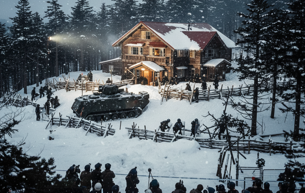 浅間山荘事件の犠牲者・犯人の人物相関と時系列を示すキービジュアル