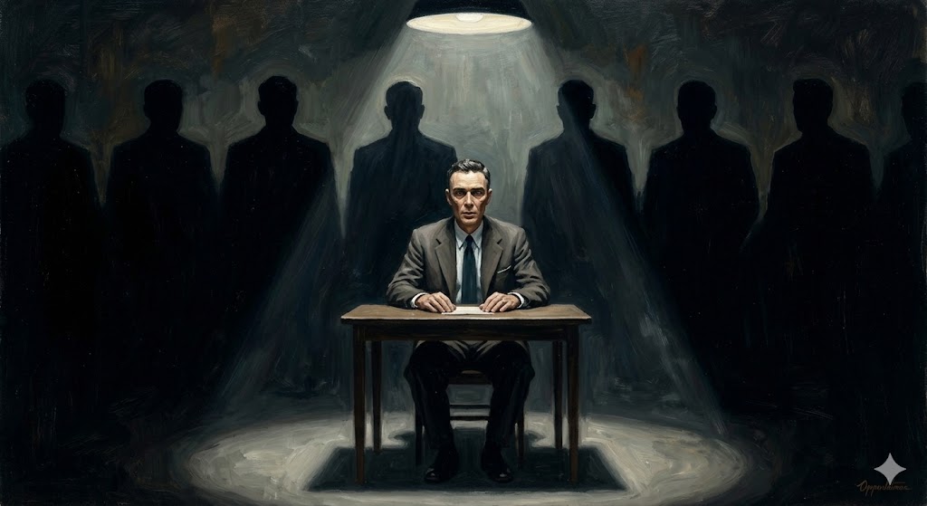 厳しい聴聞会で詰問される様子