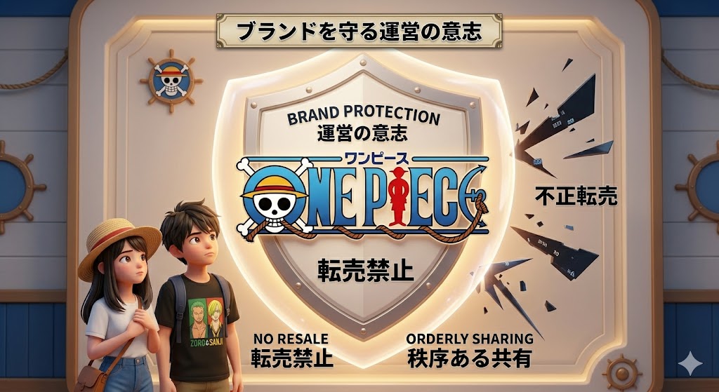 ブランドを守るイメージ。ショップのエンブレムと、それを守るような盾のモチーフをスタイリッシュに描いたイラスト